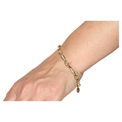 Vintage Circa 1990s 18k Gold Natural Diamond Pearl Decorated Tennis Bracelet