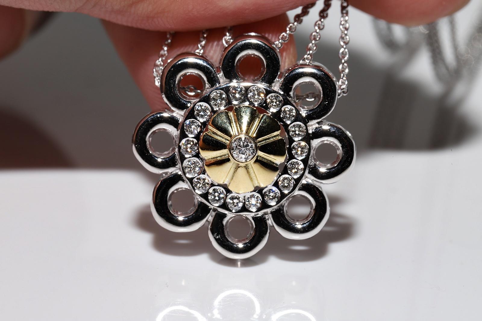 Halskette mit natürlichem Diamant-Anhänger aus 18 Karat Gold, Vintage, ca. 1990er Jahre im Angebot 4