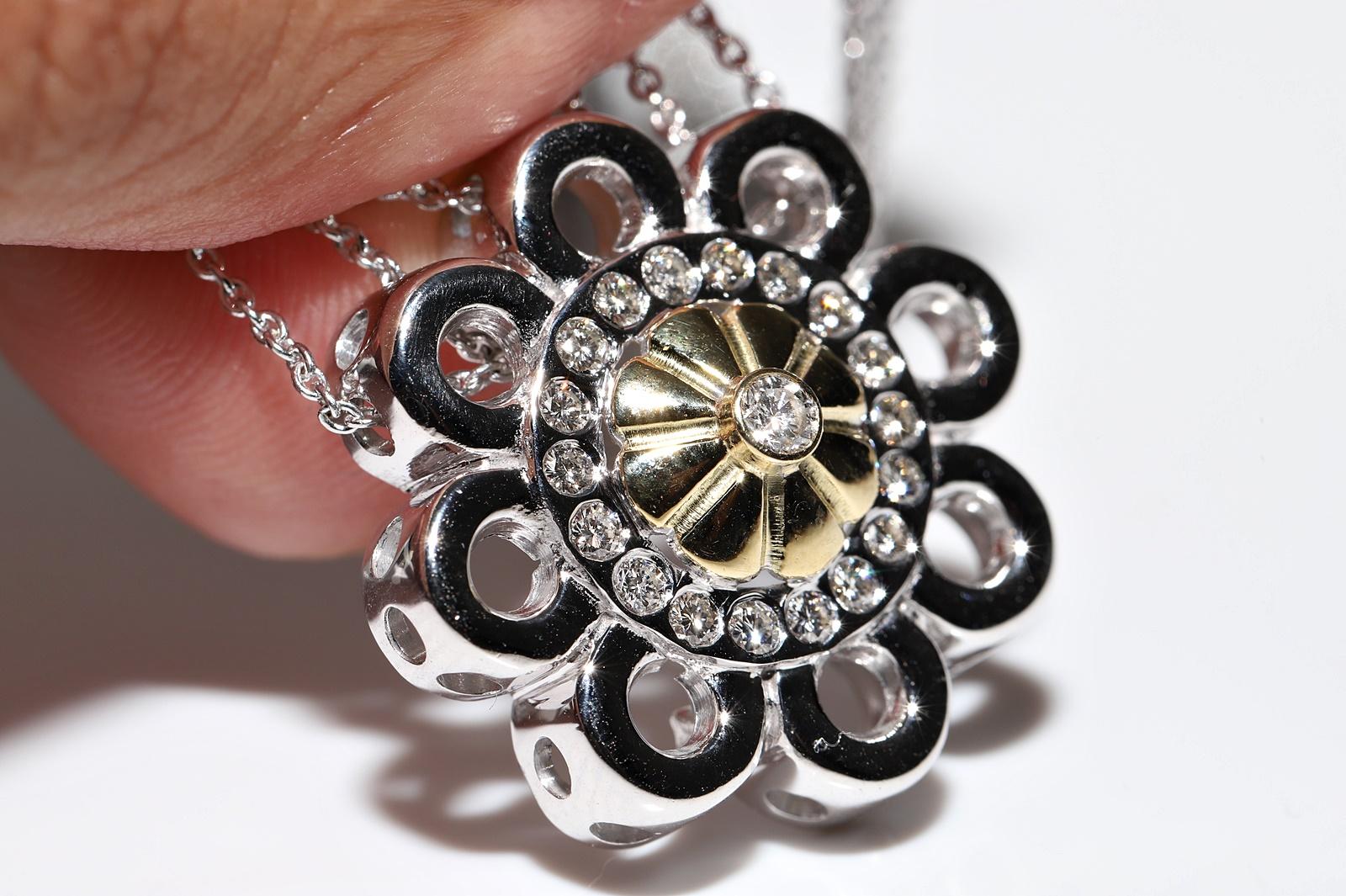 Halskette mit natürlichem Diamant-Anhänger aus 18 Karat Gold, Vintage, ca. 1990er Jahre im Angebot 5