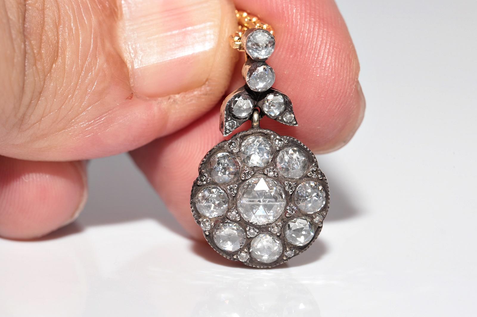 Halskette mit natürlichem Diamant-Anhänger aus 18 Karat Gold, Vintage, ca. 1990er Jahre im Angebot 7