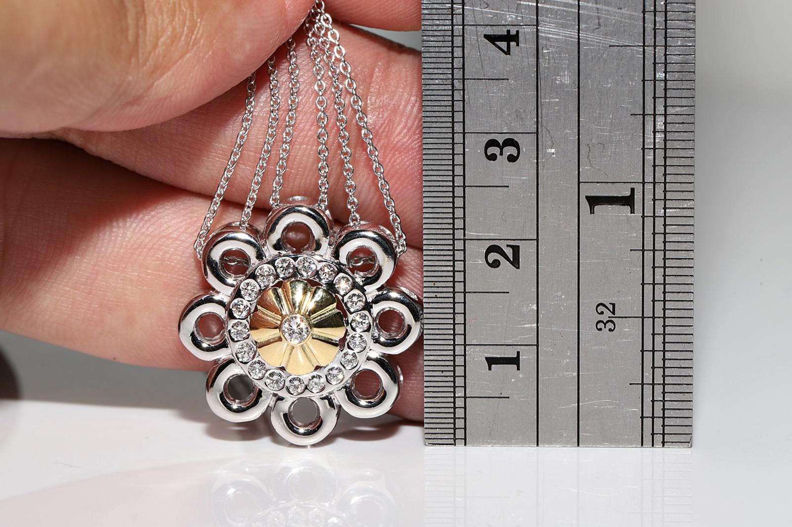 Halskette mit natürlichem Diamant-Anhänger aus 18 Karat Gold, Vintage, ca. 1990er Jahre im Angebot 8