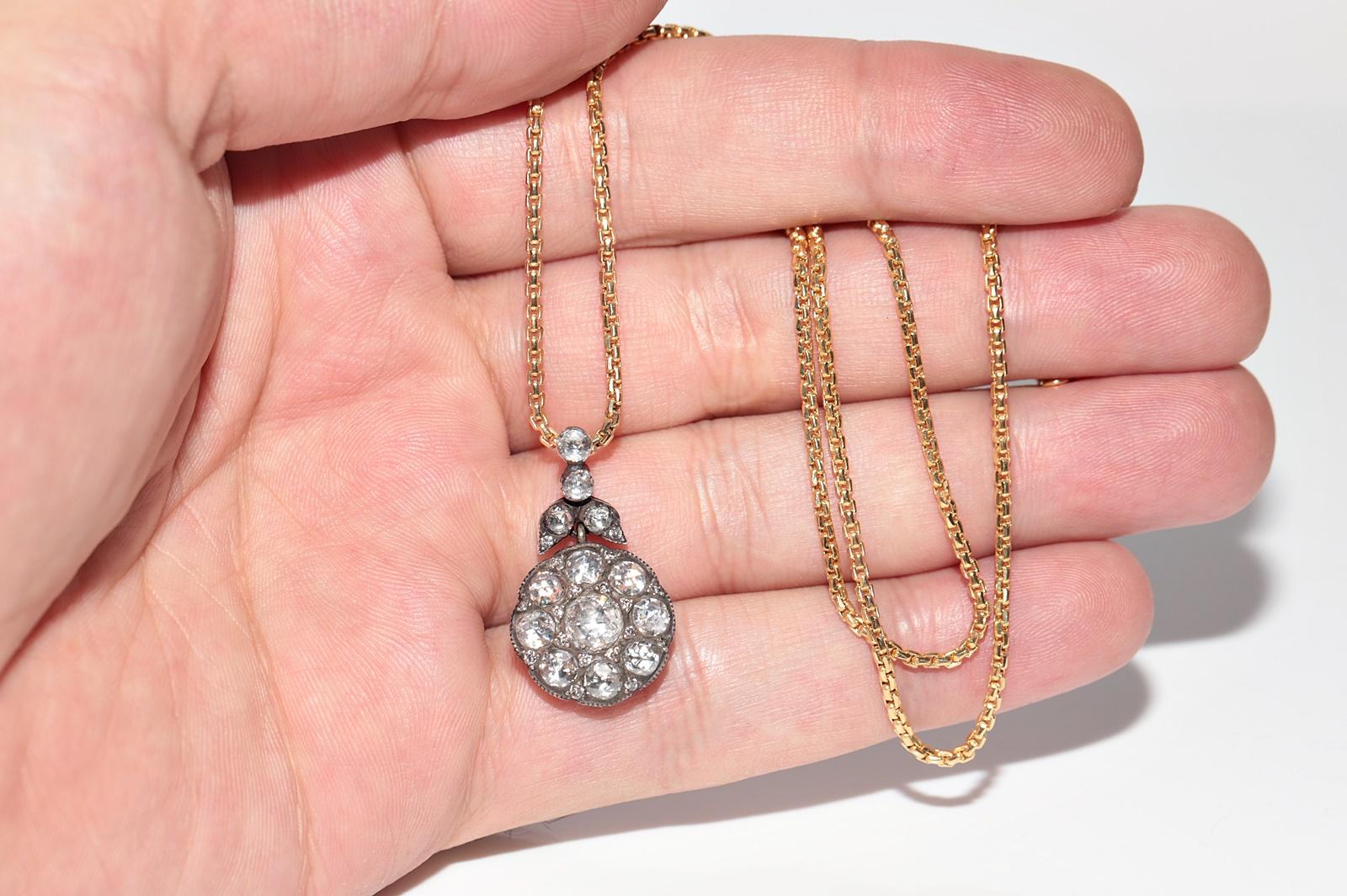 Halskette mit natürlichem Diamant-Anhänger aus 18 Karat Gold, Vintage, ca. 1990er Jahre im Angebot 10