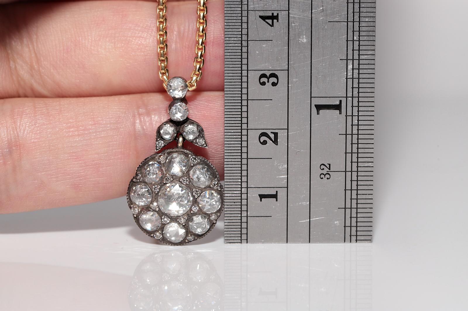 Halskette mit natürlichem Diamant-Anhänger aus 18 Karat Gold, Vintage, ca. 1990er Jahre im Angebot 11