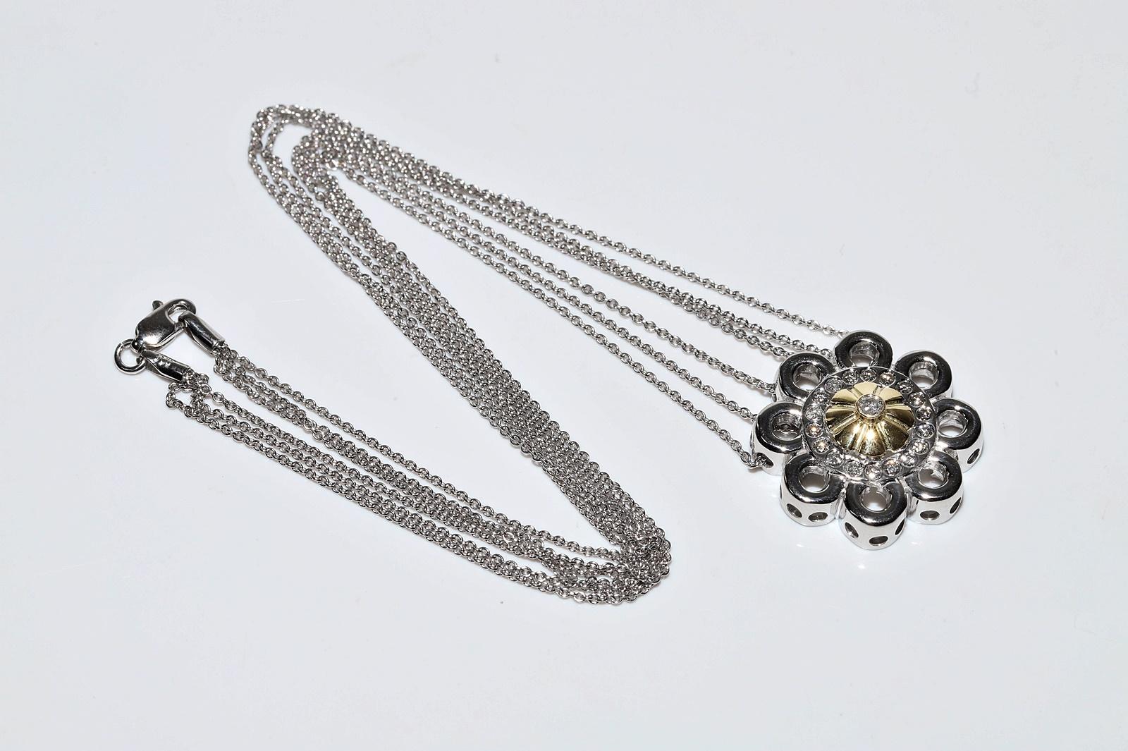 Halskette mit natürlichem Diamant-Anhänger aus 18 Karat Gold, Vintage, ca. 1990er Jahre im Angebot 10