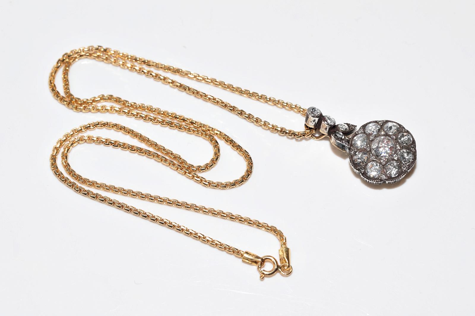 Halskette mit natürlichem Diamant-Anhänger aus 18 Karat Gold, Vintage, ca. 1990er Jahre im Angebot 12