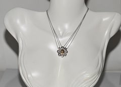 Vintage Circa 1990s 18k Gold Natural Diamond Pendant Necklace
