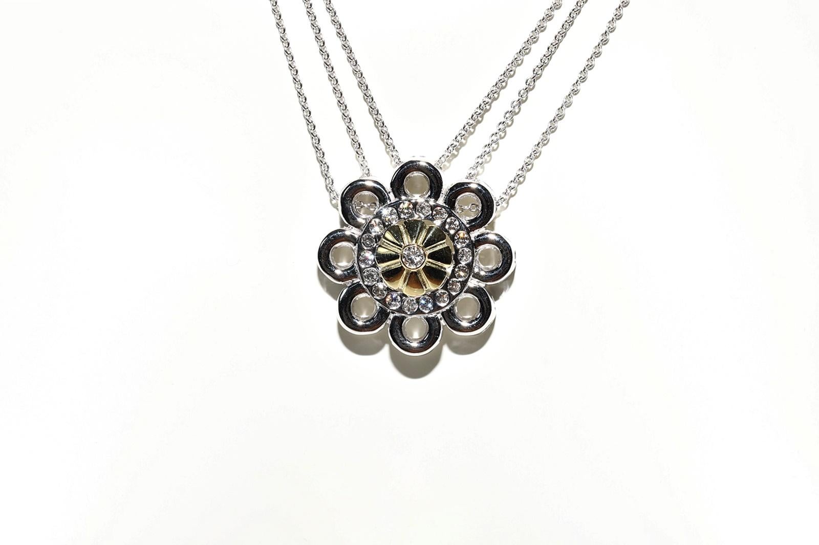 Rétro Vintage Circa 1990 Collier pendentif en or 18k avec diamant naturel en vente