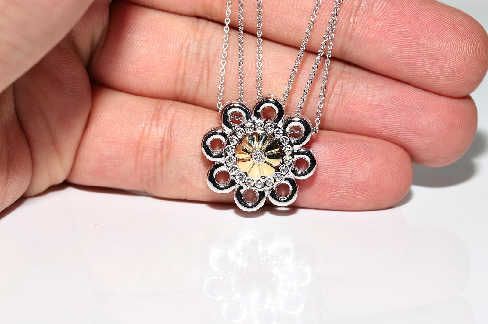 Vintage Circa 1990 Collier pendentif en or 18k avec diamant naturel Bon état - En vente à Fatih/İstanbul, 34