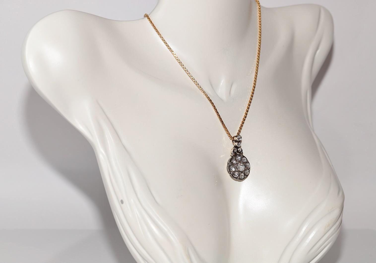 Halskette mit natürlichem Diamant-Anhänger aus 18 Karat Gold, Vintage, ca. 1990er Jahre Damen im Angebot