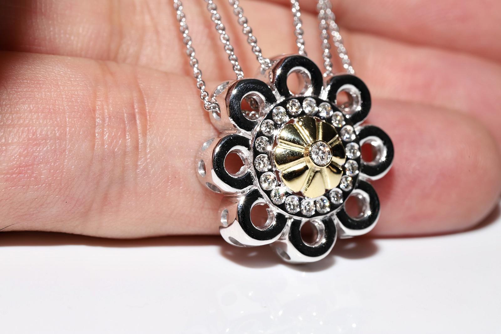 Halskette mit natürlichem Diamant-Anhänger aus 18 Karat Gold, Vintage, ca. 1990er Jahre Damen im Angebot