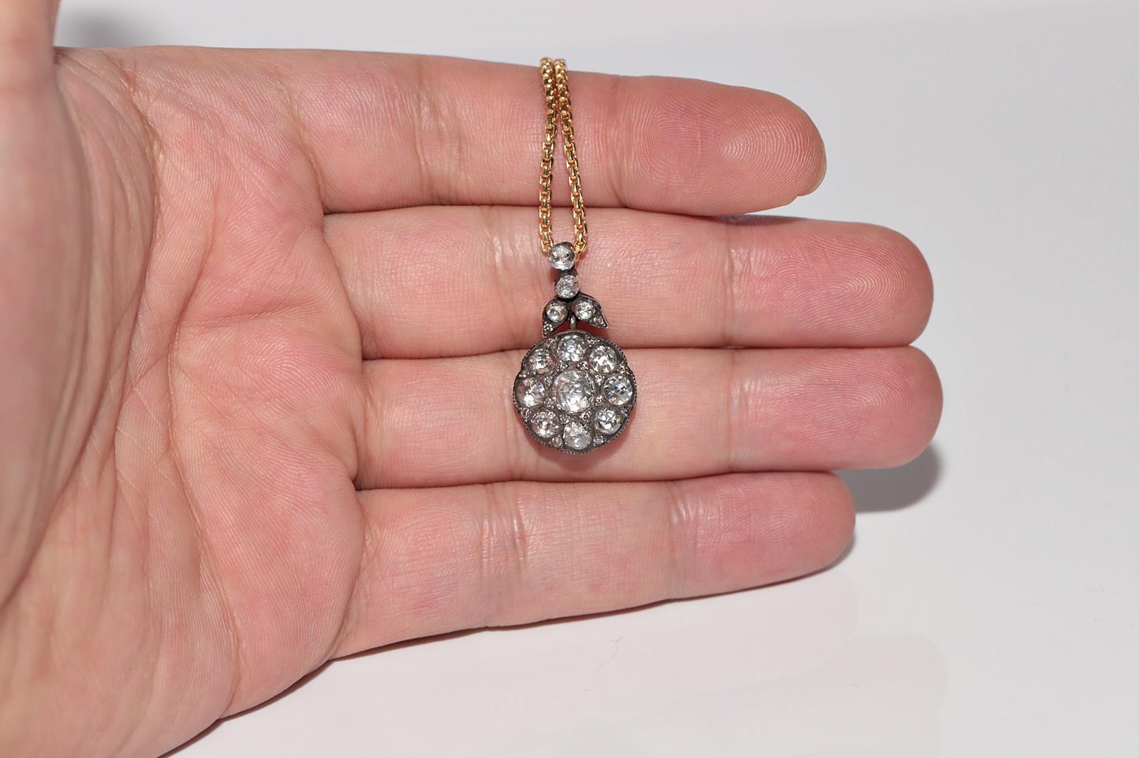 Halskette mit natürlichem Diamant-Anhänger aus 18 Karat Gold, Vintage, ca. 1990er Jahre im Angebot 2