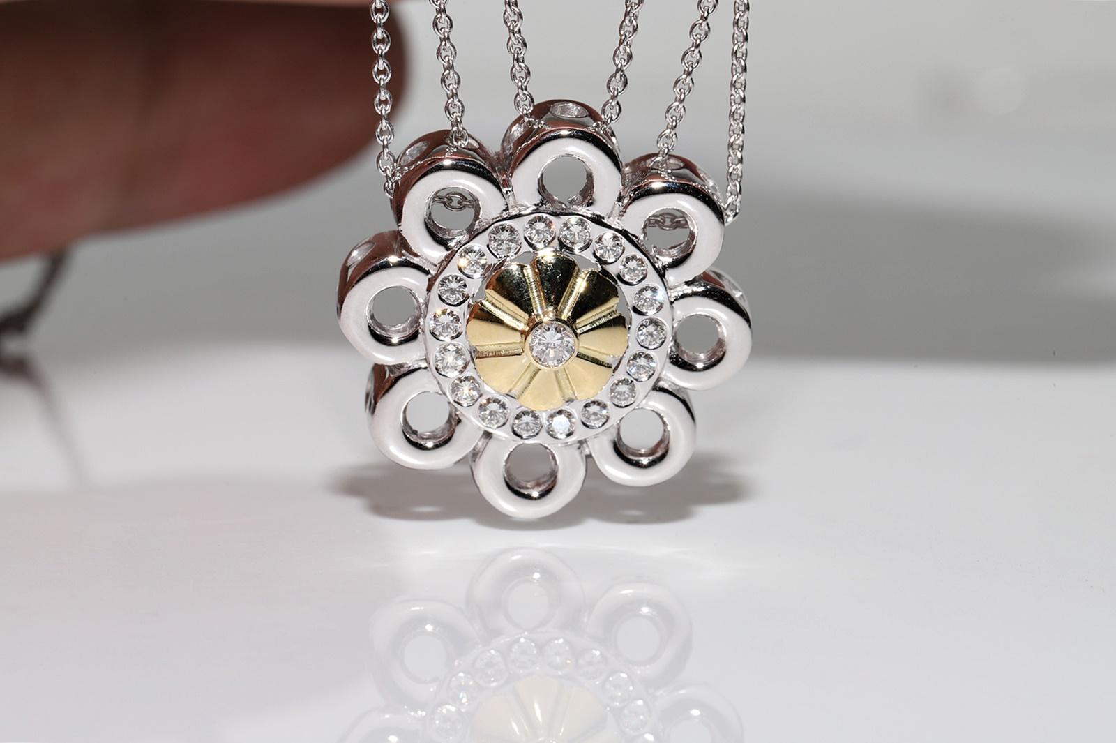 Halskette mit natürlichem Diamant-Anhänger aus 18 Karat Gold, Vintage, ca. 1990er Jahre im Angebot 1