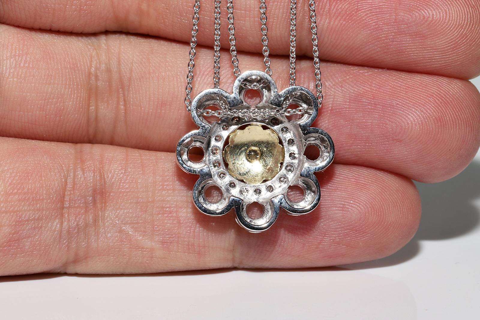 Vintage Circa 1990 Collier pendentif en or 18k avec diamant naturel en vente 2