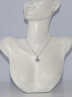 Vintage Circa 1990s 18k Gold Natural Diamond Rose Design Pendant Necklace