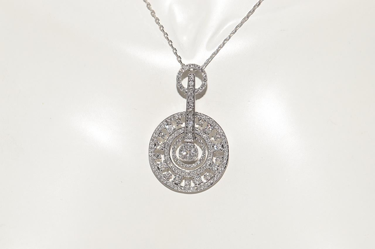 Vintage CIRCA 1990s 18k Gold Natürliche Diamant Runde Design Anhänger Halskette im Zustand „Gut“ im Angebot in Fatih/İstanbul, 34