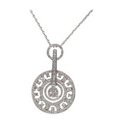 Collana con ciondolo in oro naturale e diamanti rotondi in oro 18k vintage degli anni '90