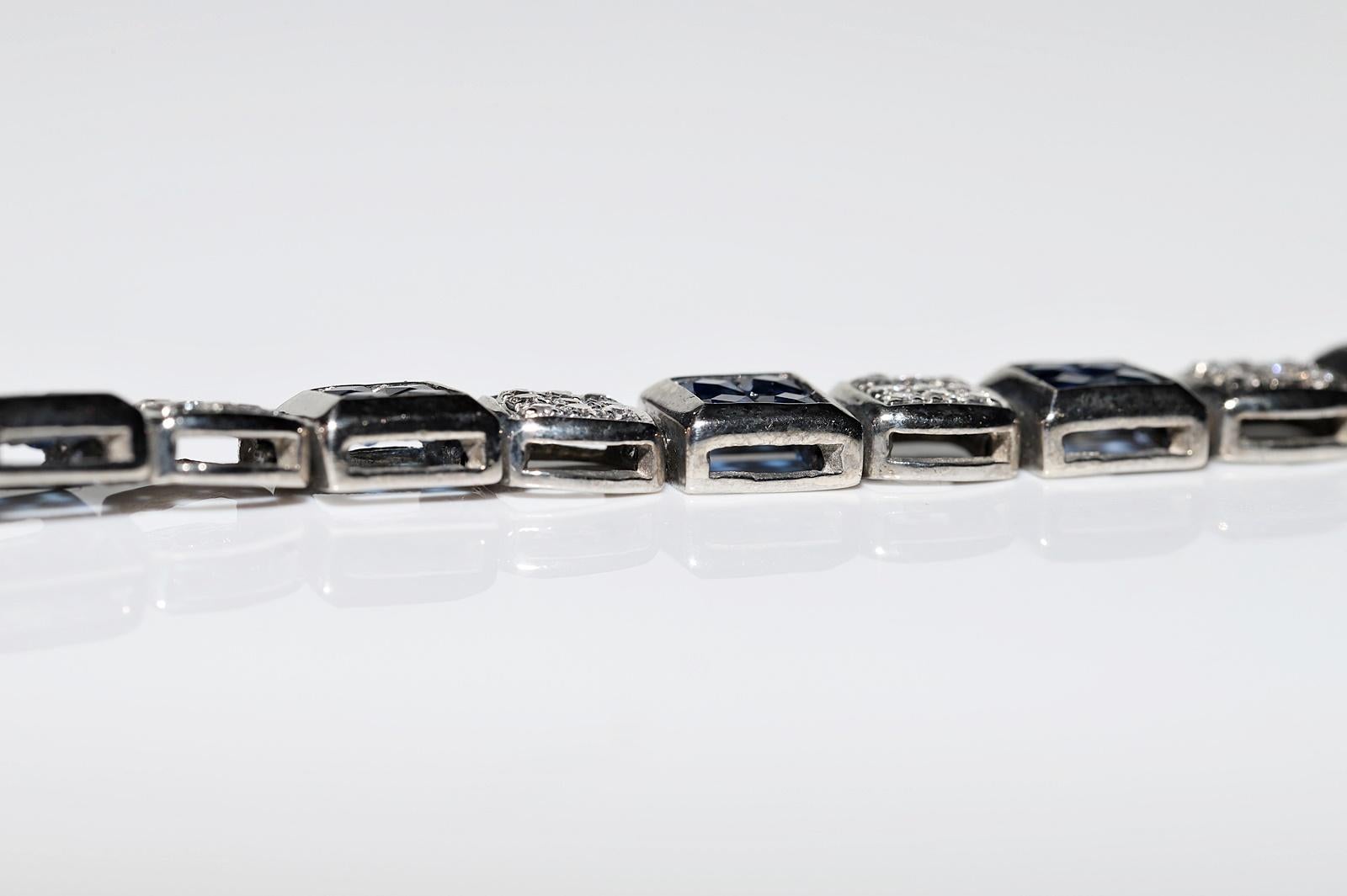 Vintage Circa 1990er Jahre 18k Gold Natürliches Diamant-Saphir-Dekoriertes Vintage-Armband im Angebot 10