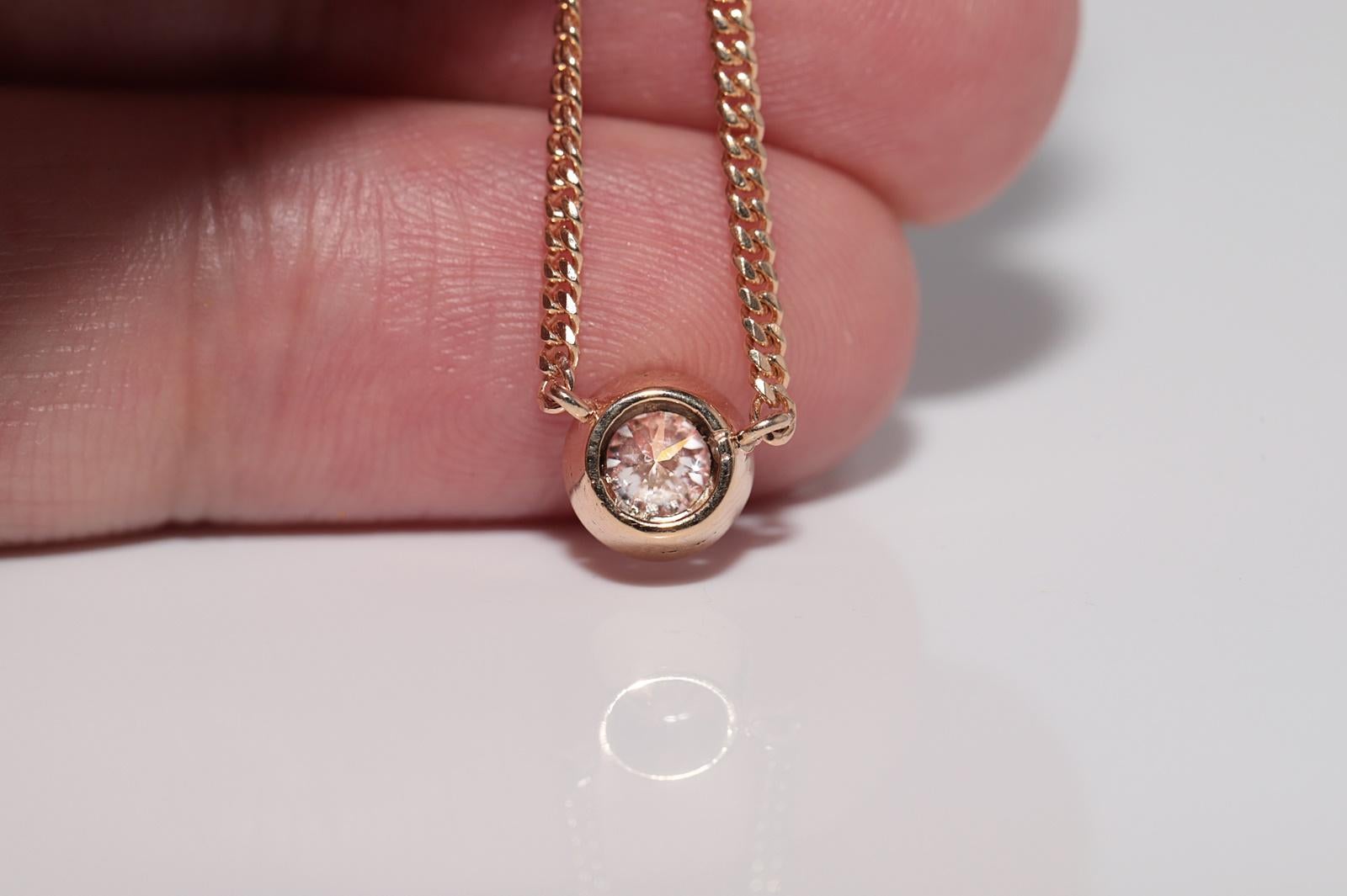 Vintage CIRCA anni '90 in oro 18k con diamante naturale  Collana con ciondolo solitario in vendita 6