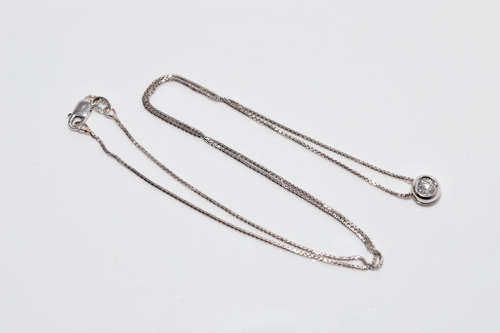 Collar Colgante Vintage Circa 1990s Oro 18k Diamante Natural Solitario en venta 9