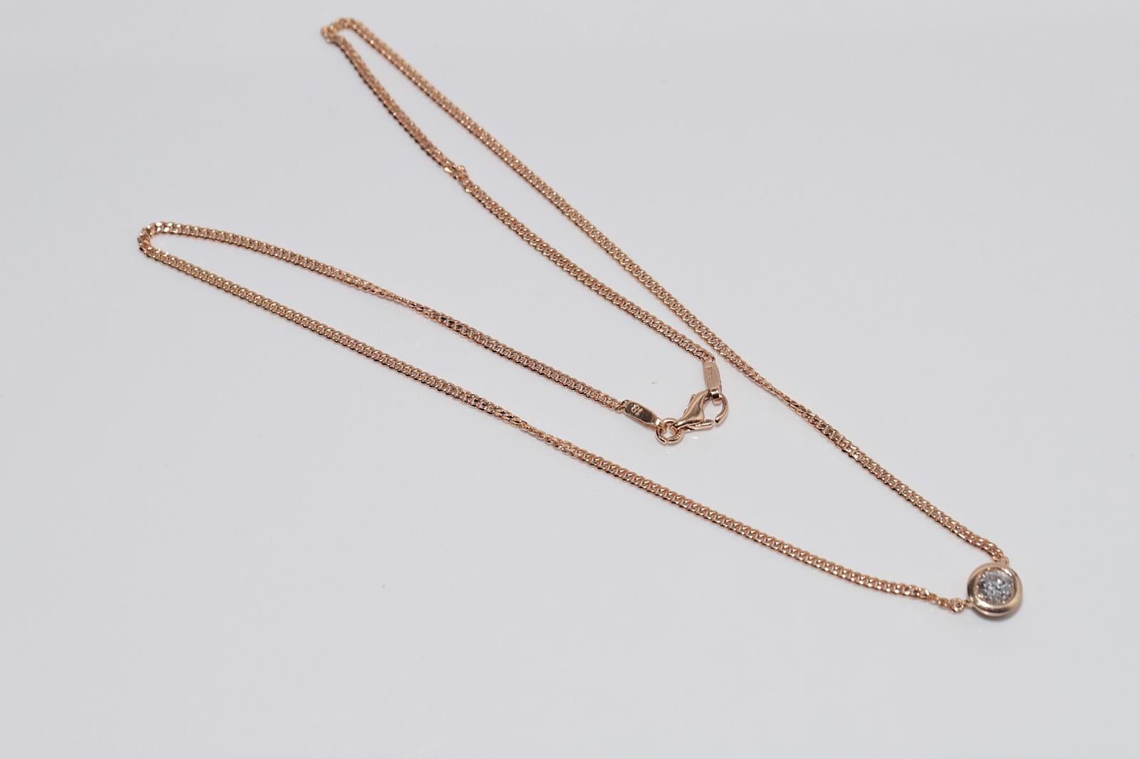 Vintage CIRCA anni '90 in oro 18k con diamante naturale  Collana con ciondolo solitario in vendita 11