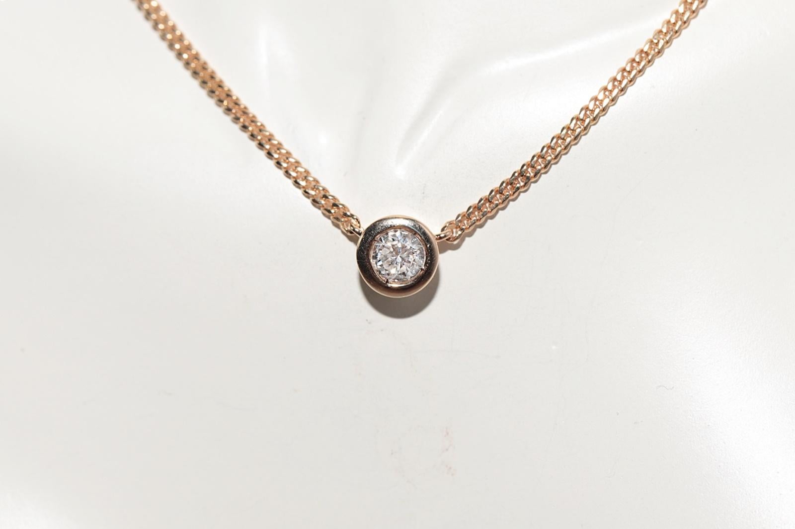 Taglio brillante Vintage CIRCA anni '90 in oro 18k con diamante naturale  Collana con ciondolo solitario in vendita