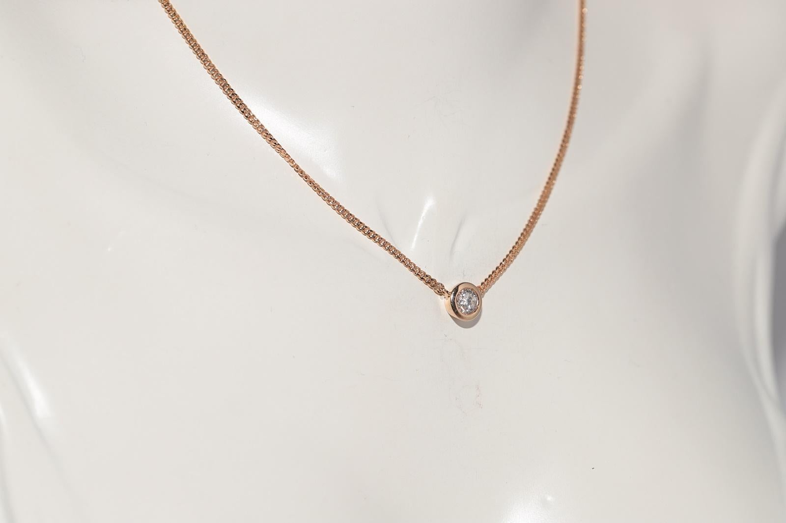 Donna Vintage CIRCA anni '90 in oro 18k con diamante naturale  Collana con ciondolo solitario in vendita