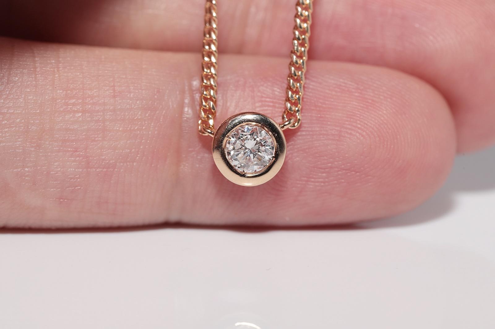 Vintage CIRCA anni '90 in oro 18k con diamante naturale  Collana con ciondolo solitario in vendita 1