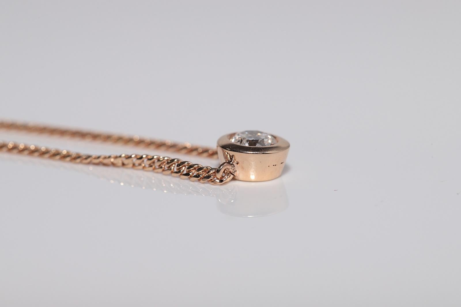 Vintage CIRCA anni '90 in oro 18k con diamante naturale  Collana con ciondolo solitario in vendita 3