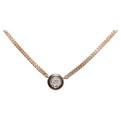 Vintage Circa 1990s 18k Gold Natural Diamond  Solitaire Pendant Necklace