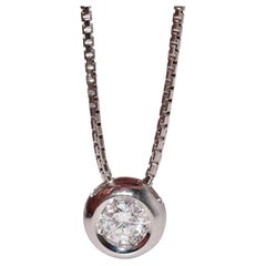 Vintage Circa 1990s 18k Gold Natural Diamond Solitaire Pendant Necklace