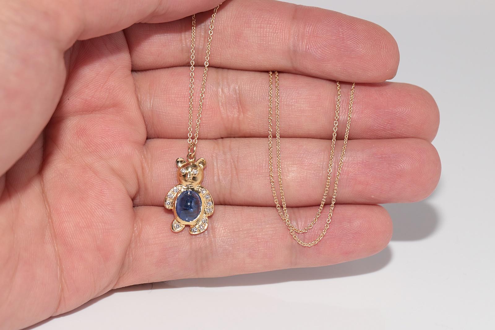 Vintage CIRCA 1990s 18k Gold Natürlicher Diamant Tansanit Bär Anhänger Halskette im Angebot 4