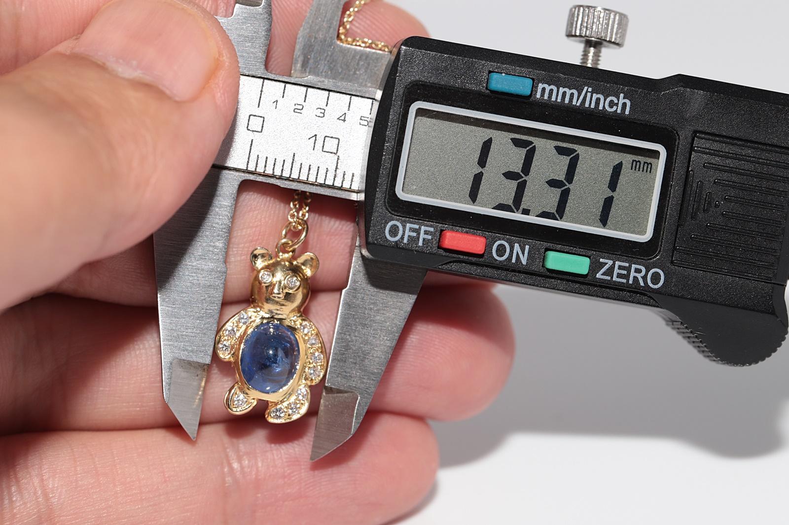 Vintage Circa 1990 Collier pendentif ours en or 18k avec diamant naturel Tanzanite en vente 6