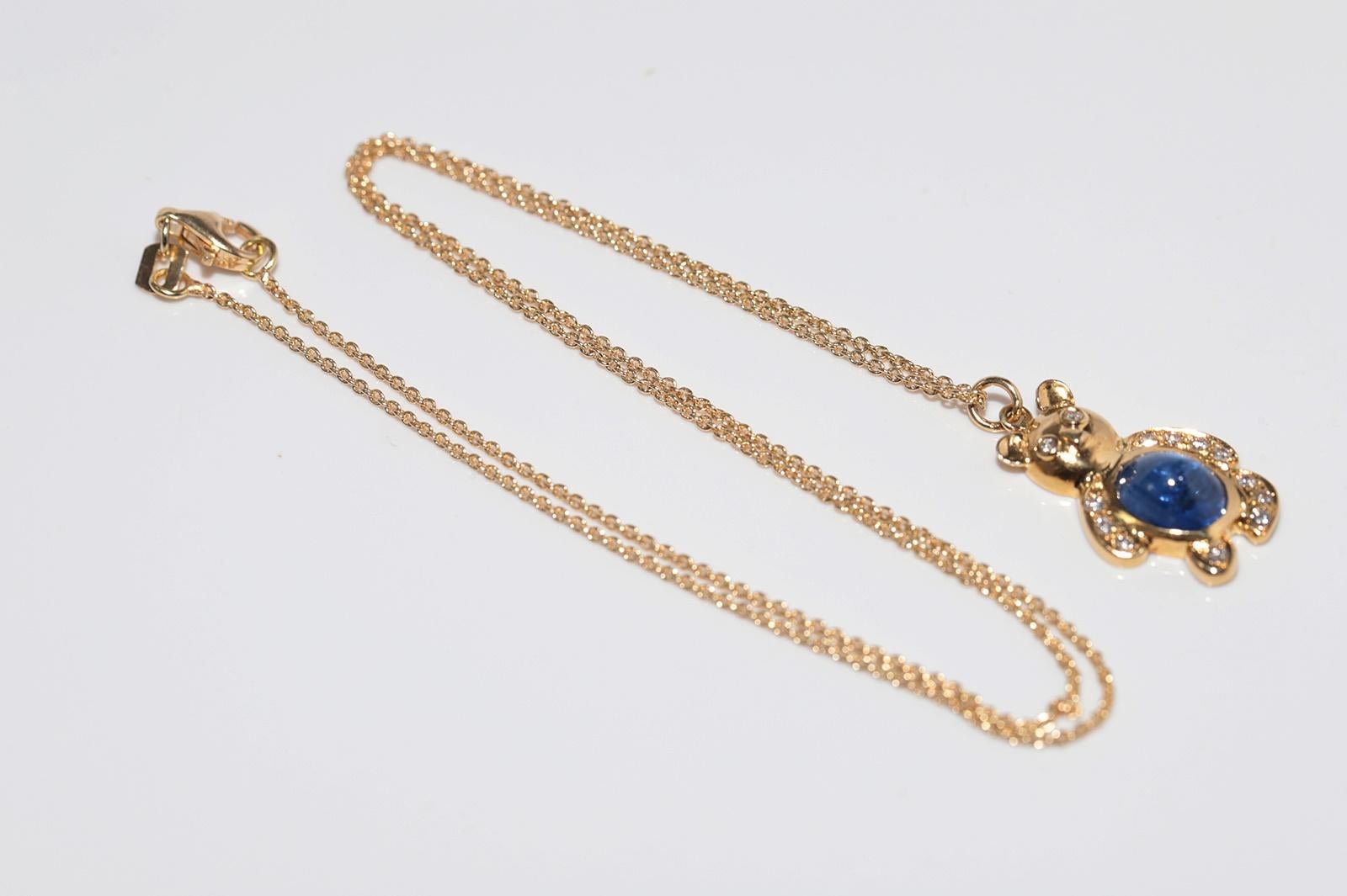 Vintage CIRCA 1990s 18k Gold Natürlicher Diamant Tansanit Bär Anhänger Halskette im Angebot 11