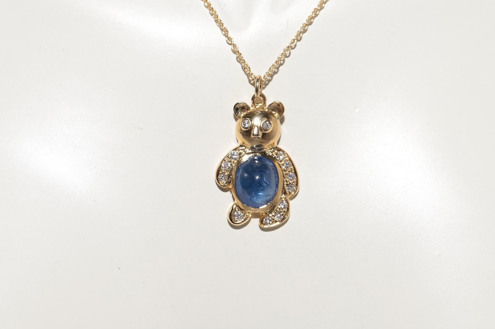 Vintage Circa 1990 Collier pendentif ours en or 18k avec diamant naturel Tanzanite Bon état - En vente à Fatih/İstanbul, 34
