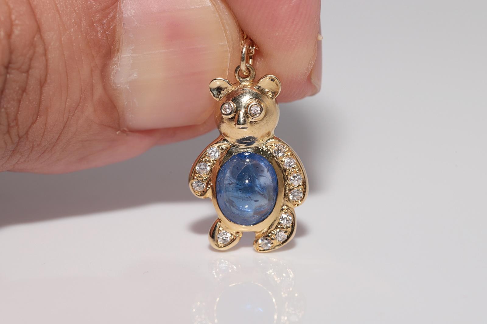 Vintage Circa 1990 Collier pendentif ours en or 18k avec diamant naturel Tanzanite en vente 1