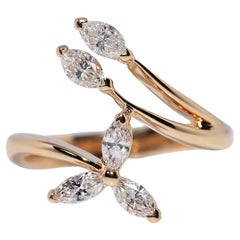 Vintage CIRCA 1990er Jahre 18k Gold Natürliche Marquise Cut Diamond dekoriert Ring