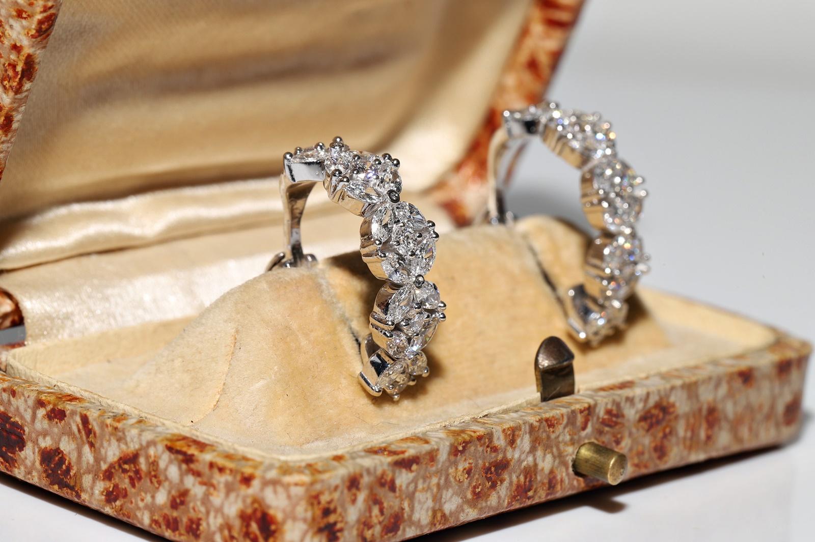 Vintage Circa 1990er Jahre 18k Gold Natürlicher Marquoise-Schliff Diamant-Creolen-Ohrring (Retro) im Angebot