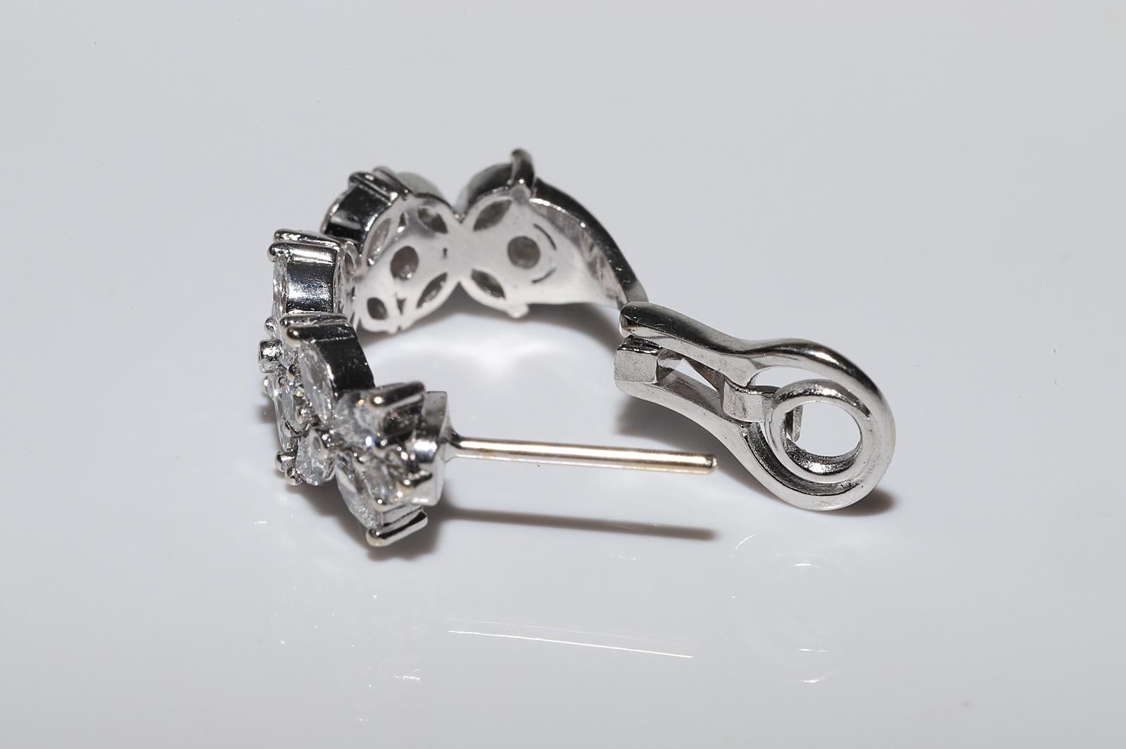 Vintage Circa 1990er Jahre 18k Gold Natürlicher Marquoise-Schliff Diamant-Creolen-Ohrring im Angebot 3