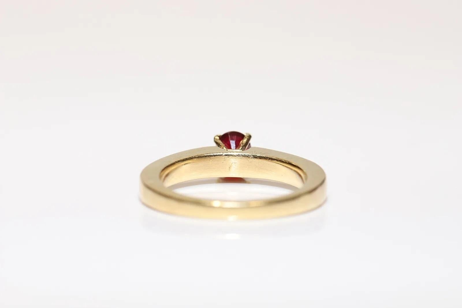 Donna Anello Vintage CIRCA anni '90 in oro 18 carati con diamante naturale taglio principessa e rubino in vendita