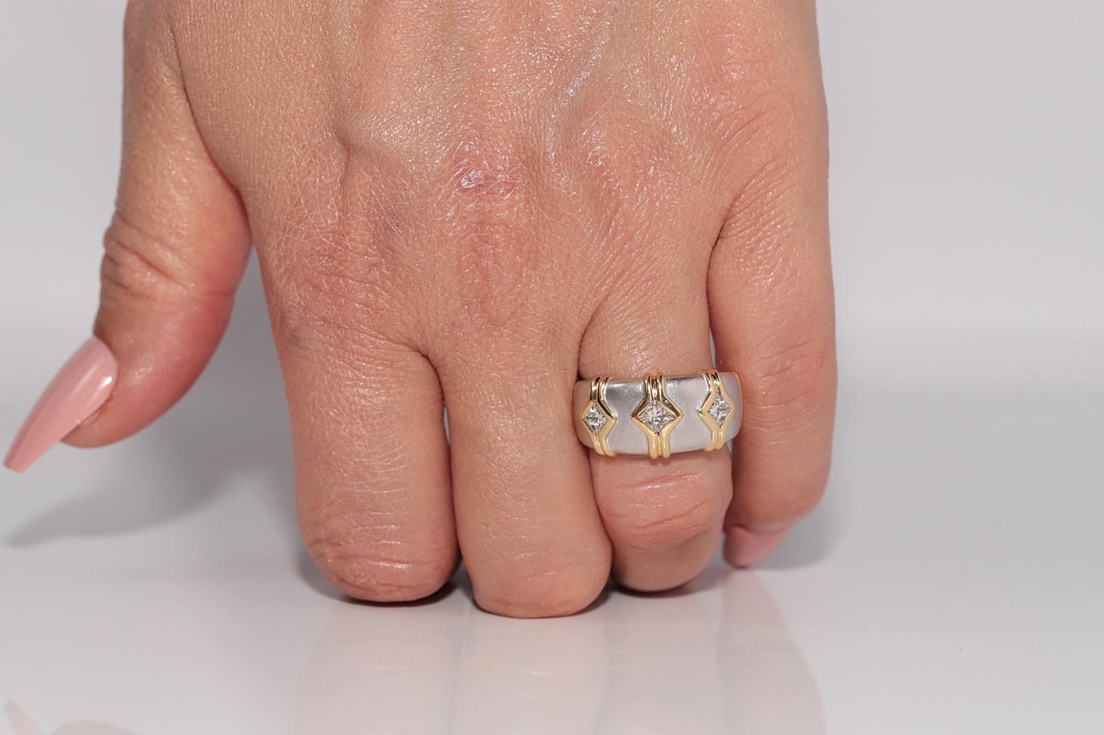 Vintage CIRCA 1990er Jahre 18k Gold natürlichen Prinzessinnenschliff Diamant Band Ring im Angebot 9
