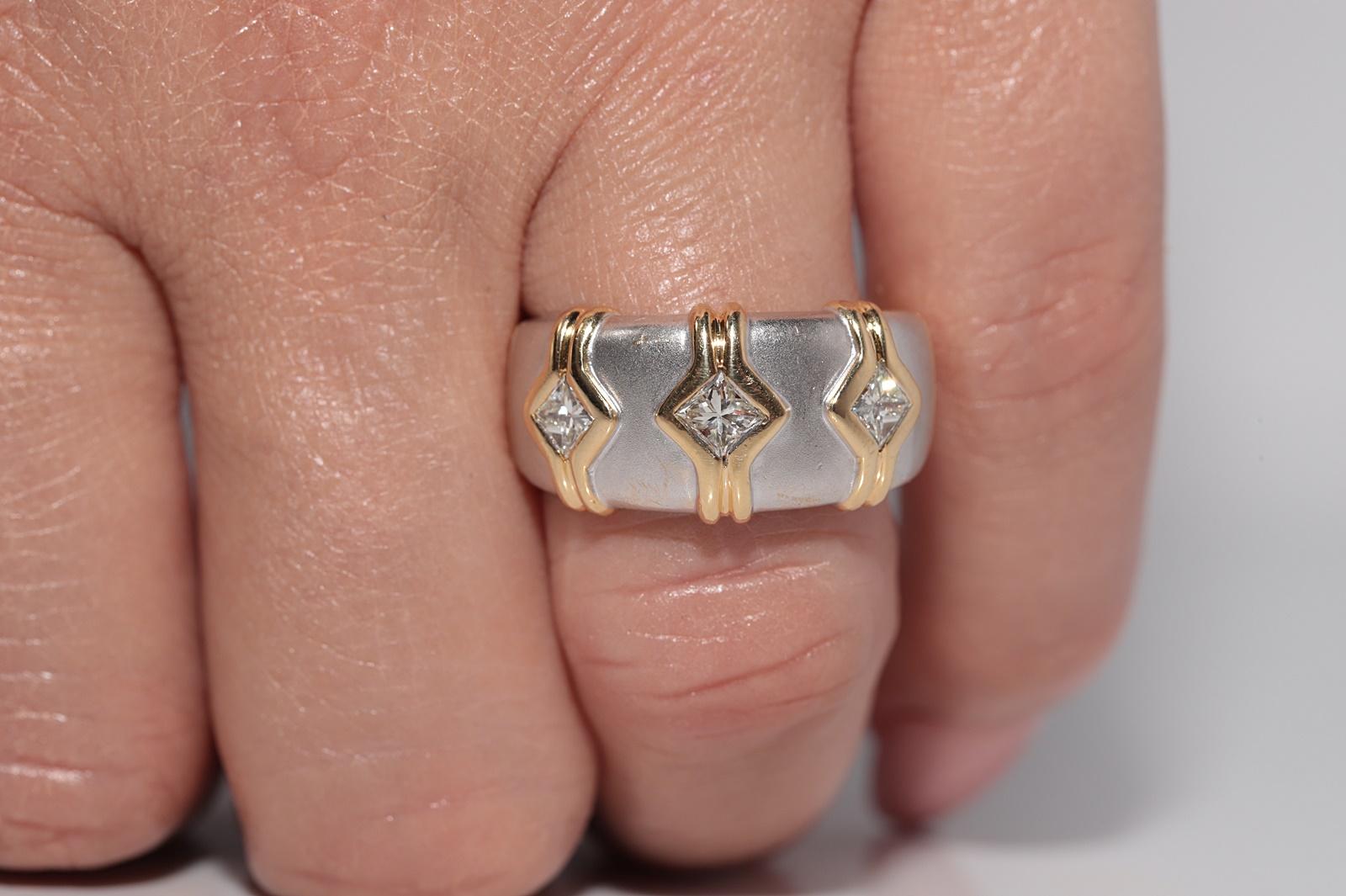 Vintage CIRCA 1990er Jahre 18k Gold natürlichen Prinzessinnenschliff Diamant Band Ring im Angebot 10