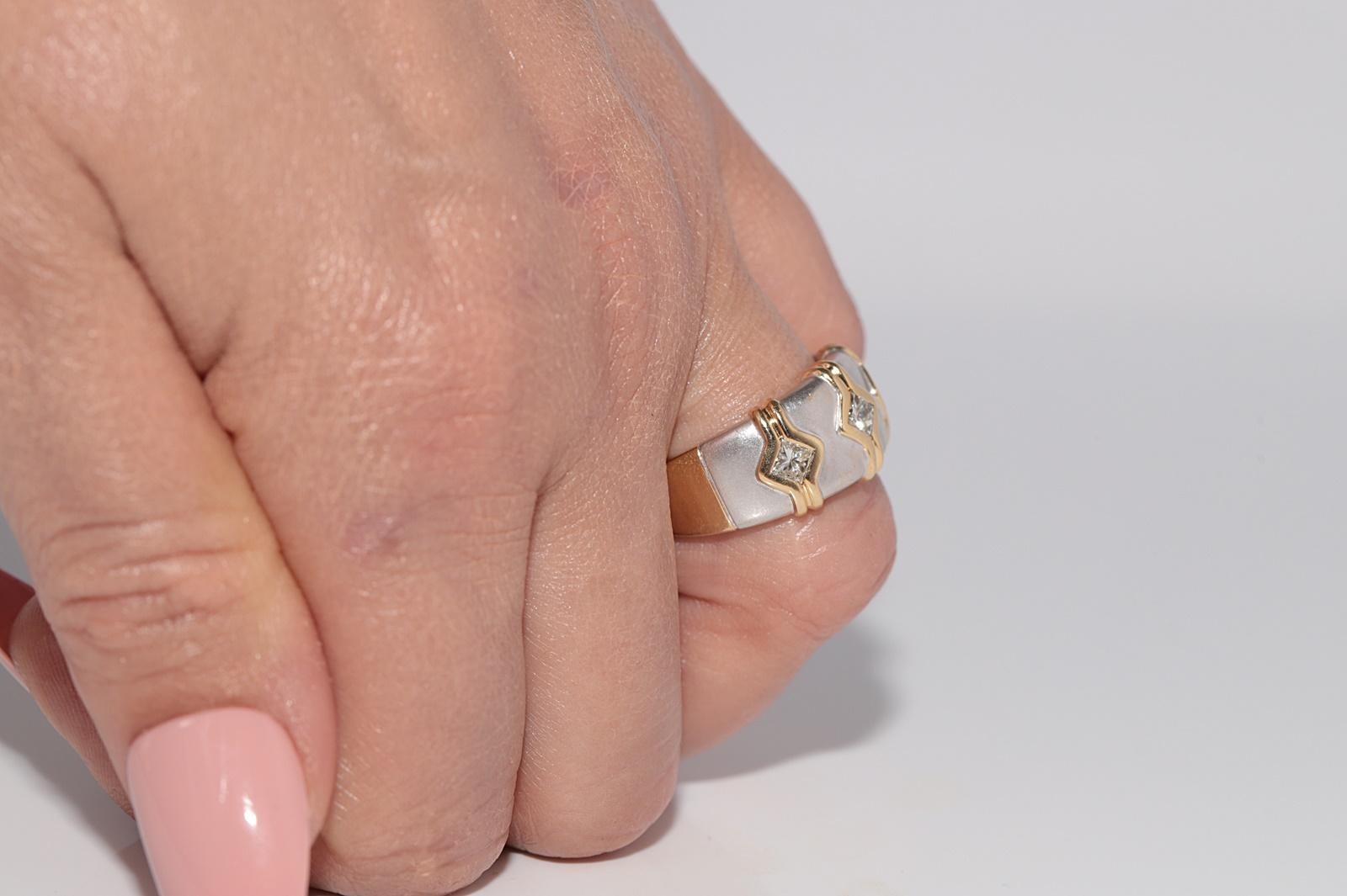 Vintage CIRCA 1990er Jahre 18k Gold natürlichen Prinzessinnenschliff Diamant Band Ring im Angebot 11