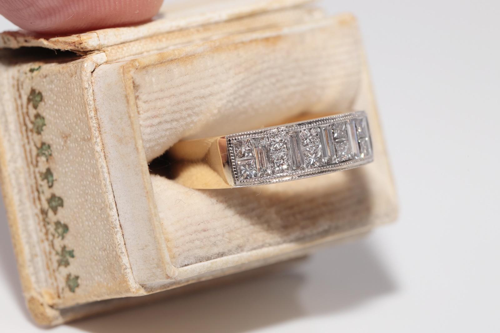 Rétro Anello a fascia con diamante naturale taglio principessa in oro 18 carati, vintage CIRCA gli anni '90 in vendita