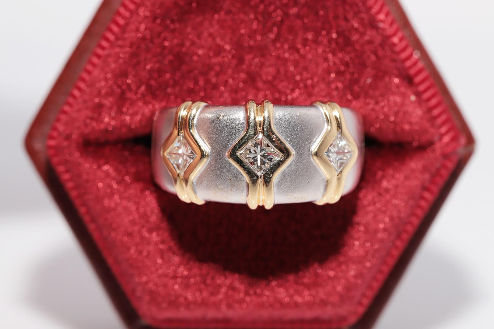 Vintage CIRCA 1990er Jahre 18k Gold natürlichen Prinzessinnenschliff Diamant Band Ring (Retro) im Angebot