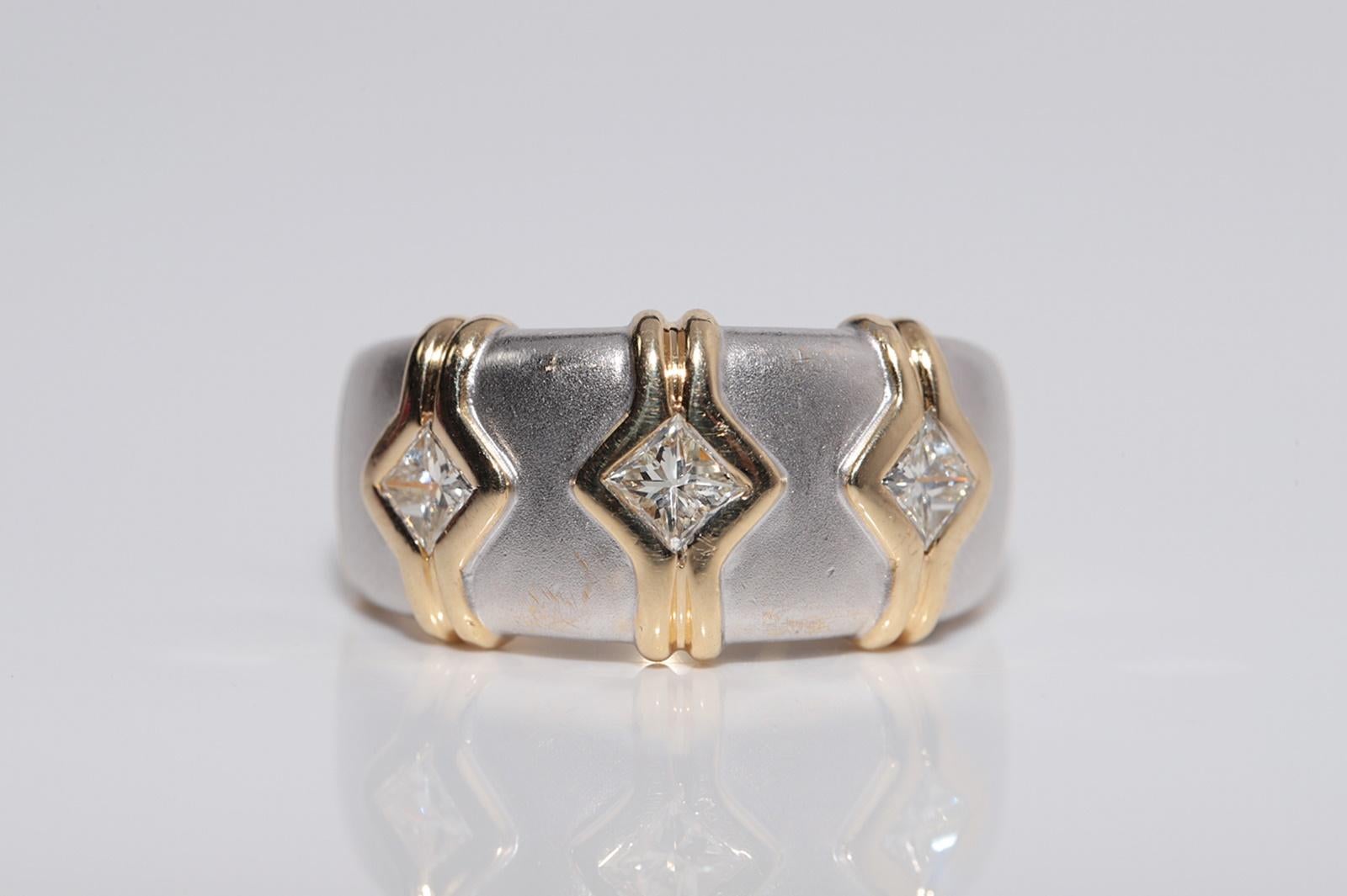 Vintage CIRCA 1990er Jahre 18k Gold natürlichen Prinzessinnenschliff Diamant Band Ring (Carréschliff) im Angebot