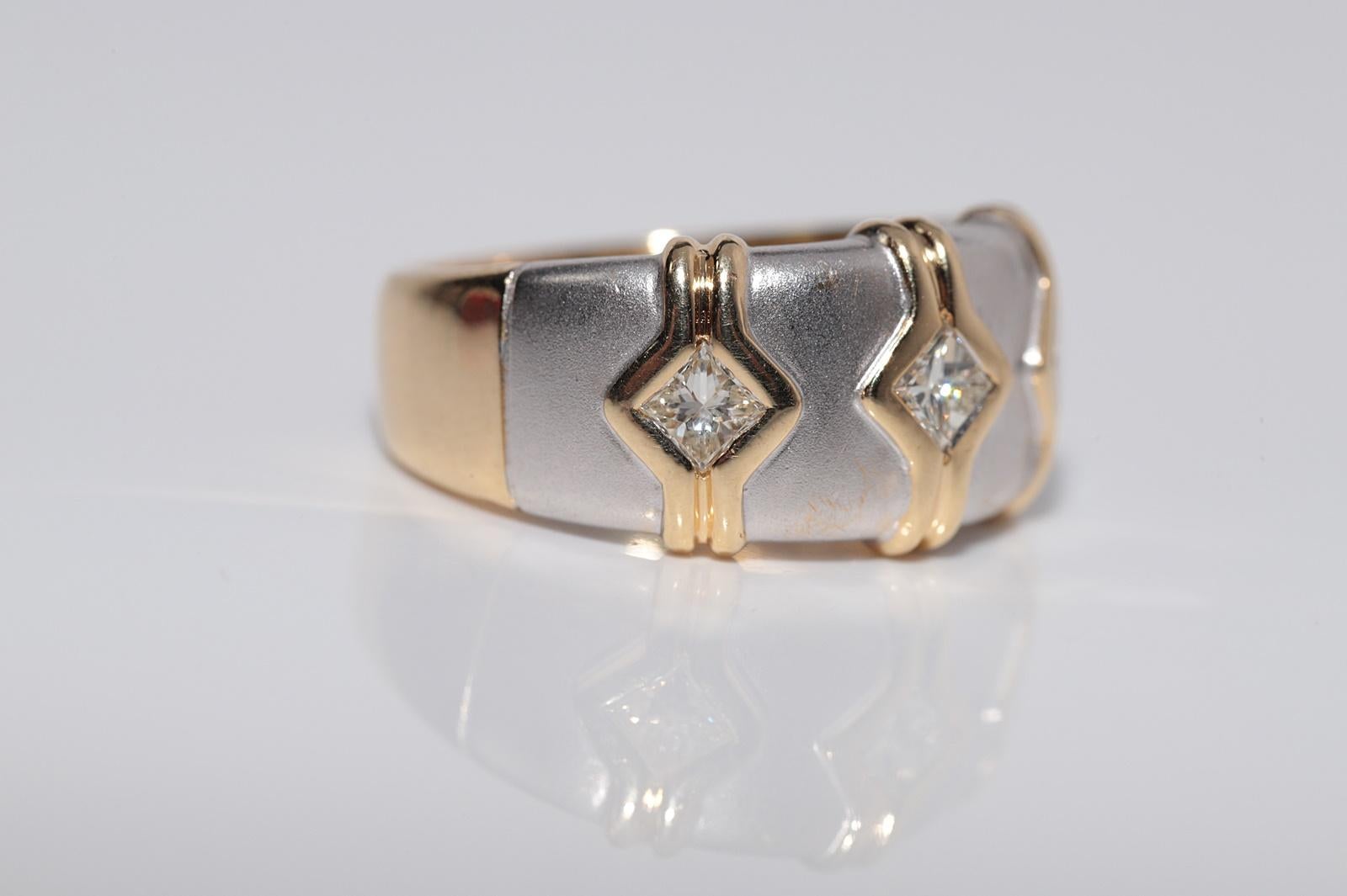 Vintage CIRCA 1990er Jahre 18k Gold natürlichen Prinzessinnenschliff Diamant Band Ring im Zustand „Gut“ im Angebot in Fatih/İstanbul, 34