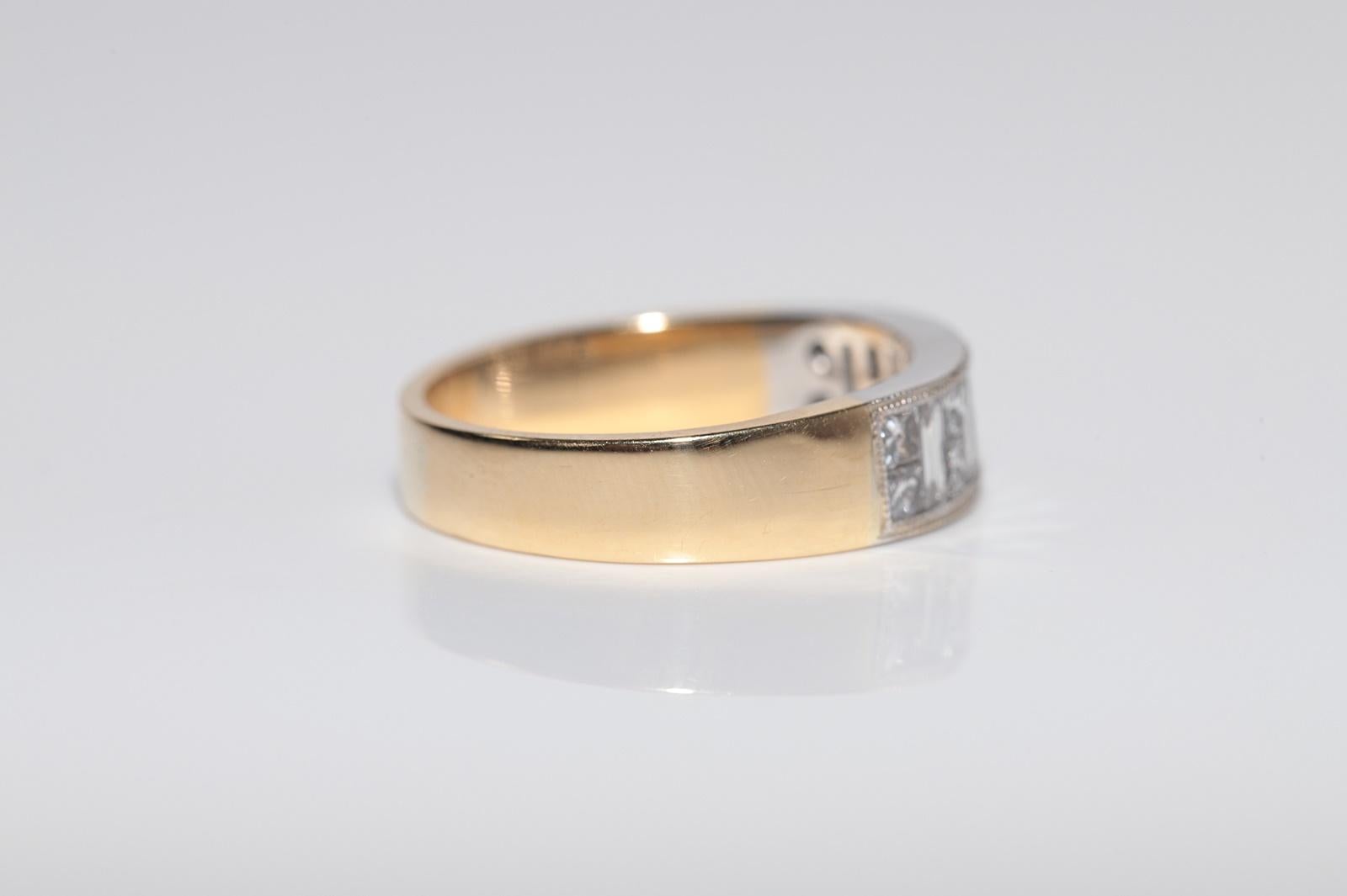 Donna Anello a fascia con diamante naturale taglio principessa in oro 18 carati, vintage CIRCA gli anni '90 in vendita