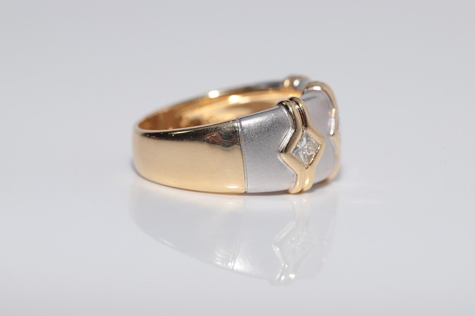Vintage CIRCA 1990er Jahre 18k Gold natürlichen Prinzessinnenschliff Diamant Band Ring Damen im Angebot