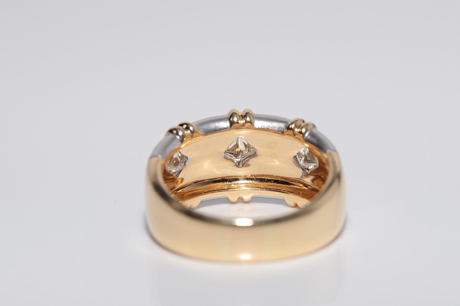 Vintage CIRCA 1990er Jahre 18k Gold natürlichen Prinzessinnenschliff Diamant Band Ring im Angebot 2