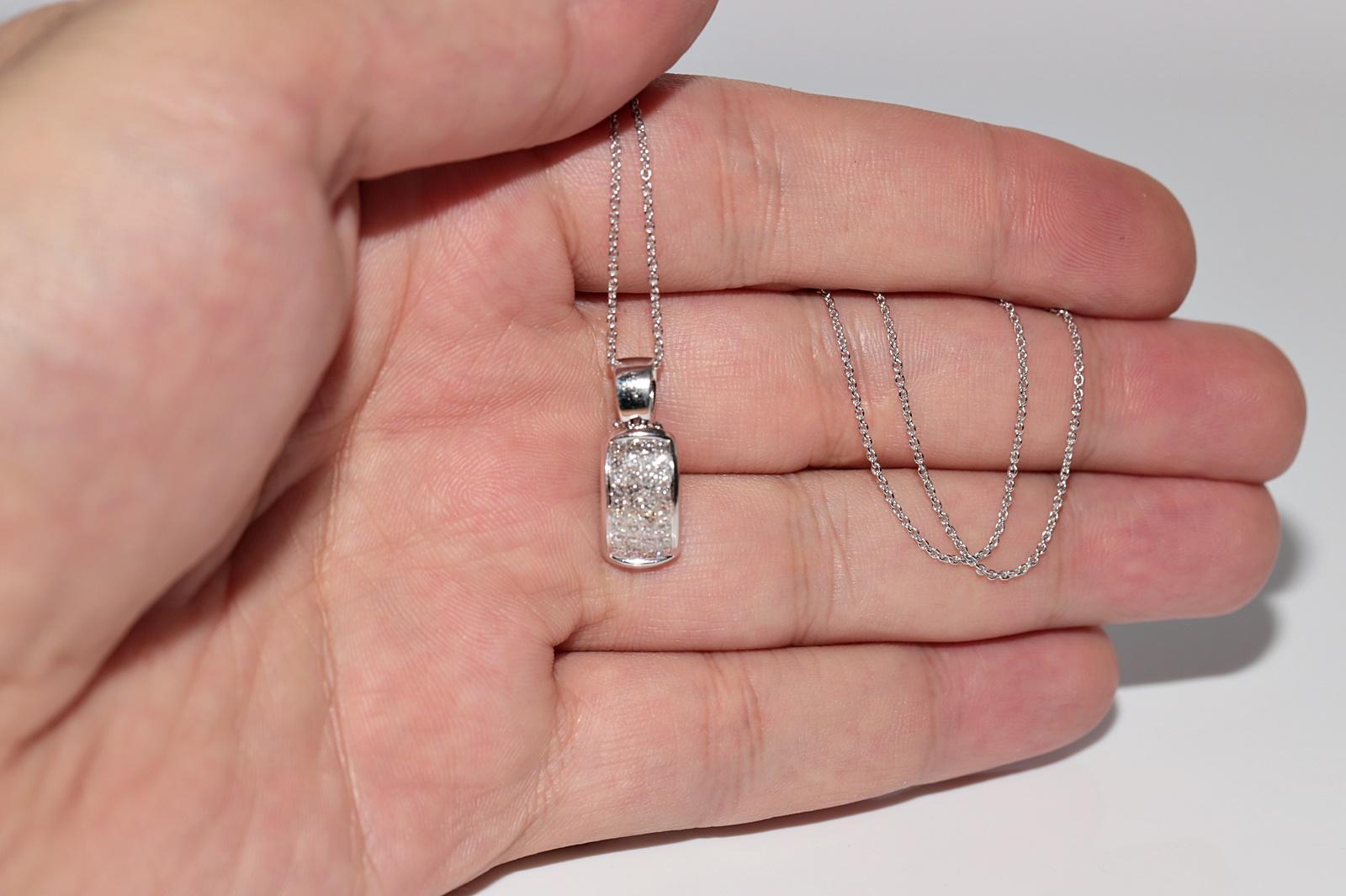 Vintage CIRCA 1990er Jahre 18k Gold natürlichen Prinzessinnenschliff Diamant-Anhänger Halskette im Angebot 4